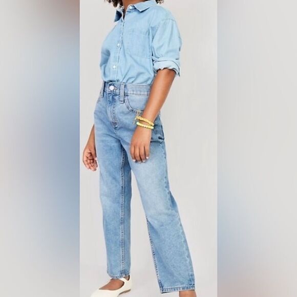 NWT Old Navy Girls High Rise Slouchy Straight Denim Jeans - Size 18 - Picture 6 of 11